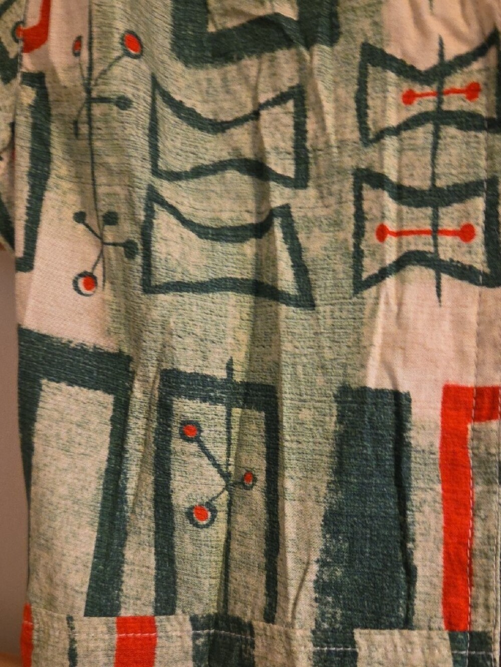 Bernie Dexter Green Abstract Print Kelly Shirt Dress with Orange Accents - Picture 3 of 5